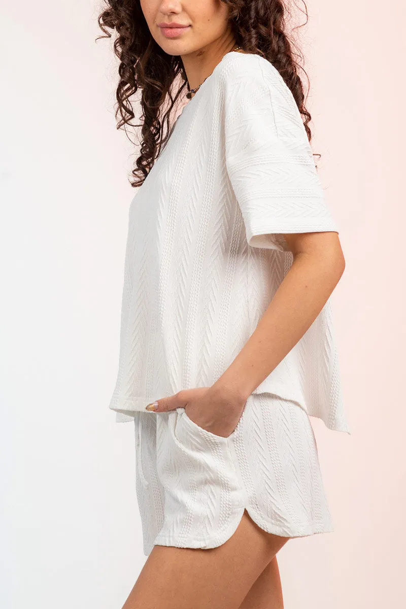 UNF4227 Knitted T-Shirt & Shorts SetTop