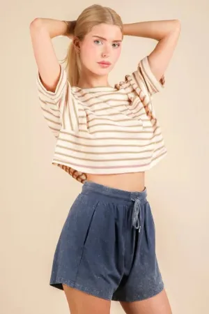 VERY J Mineral Washed Comfy Baggy Shorts