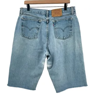 Vintage 90s Levi's 560 Jorts Cutoff Jean Shorts Loose Fit Straight Leg | 35&quot; 12