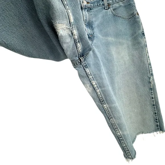 Vintage 90s Levi's 560 Jorts Cutoff Jean Shorts Loose Fit Straight Leg | 35&quot; 12