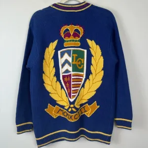 Vintage Liz Claiborne Liz Sport Nautical Crest Rare 90s Oversized Blue Cardigan