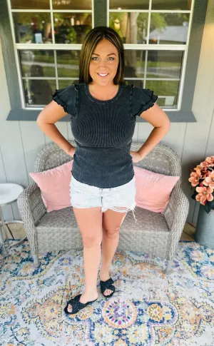 Vintage Wash Ribbed Top