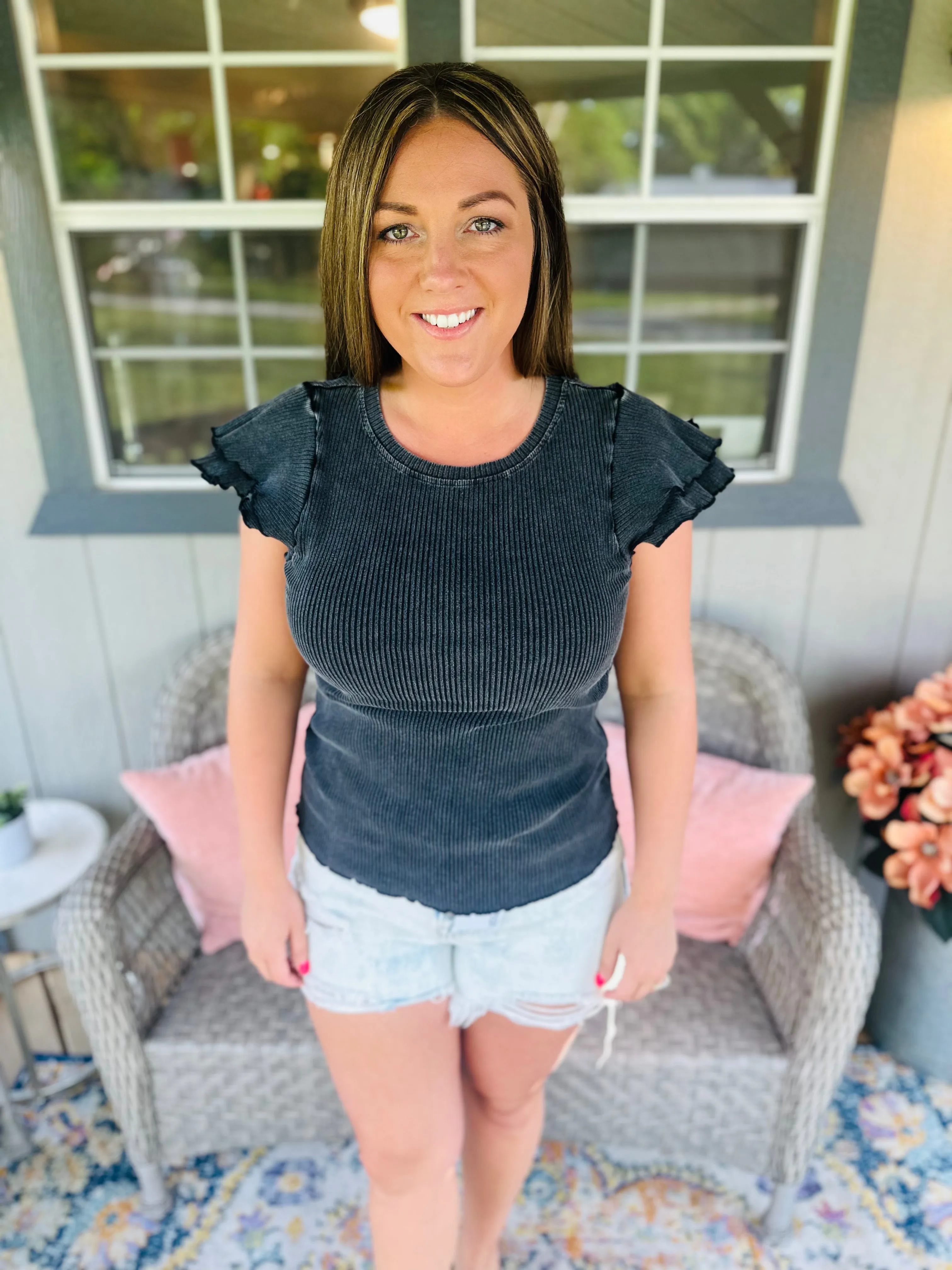 Vintage Wash Ribbed Top