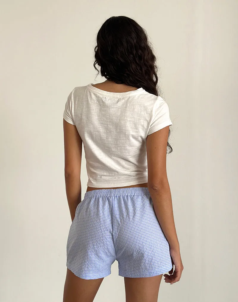Voir Short in Poplin Gingham Blue and White