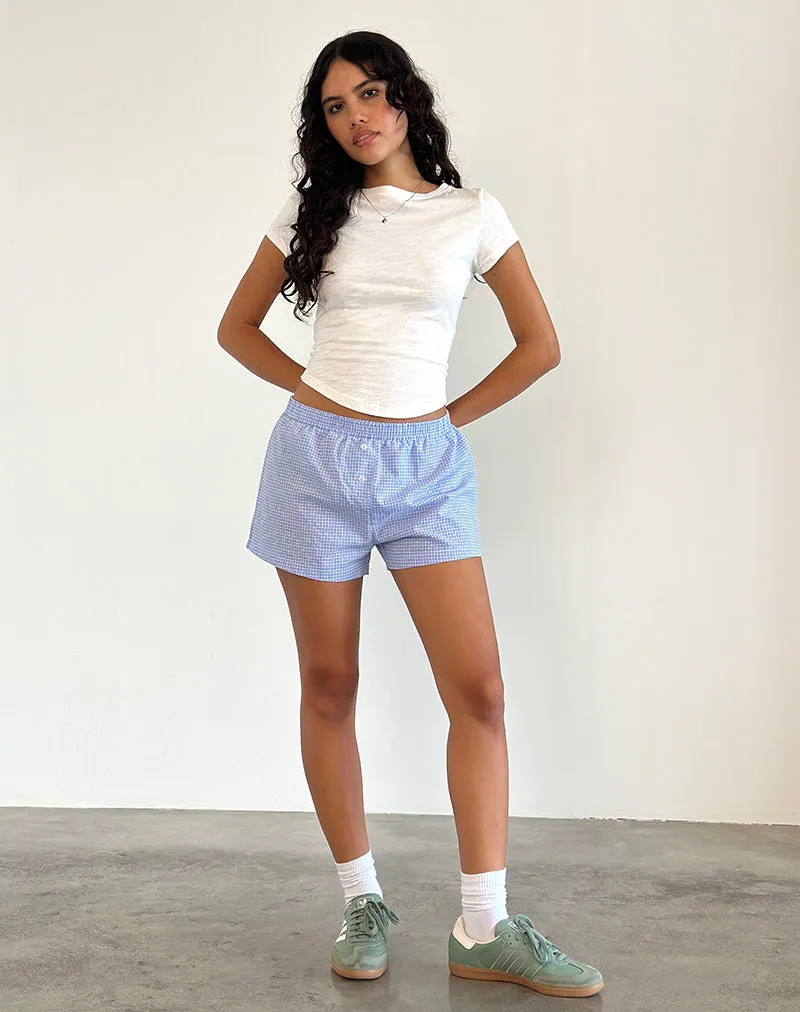 Voir Short in Poplin Gingham Blue and White