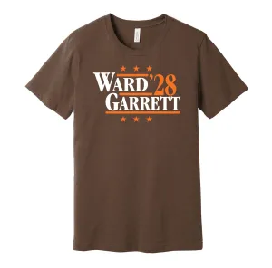 Ward & Garrett '28 - Cleveland Football Legends Political Campaign Parody T-Shirt - Hyper Than Hype Shirts