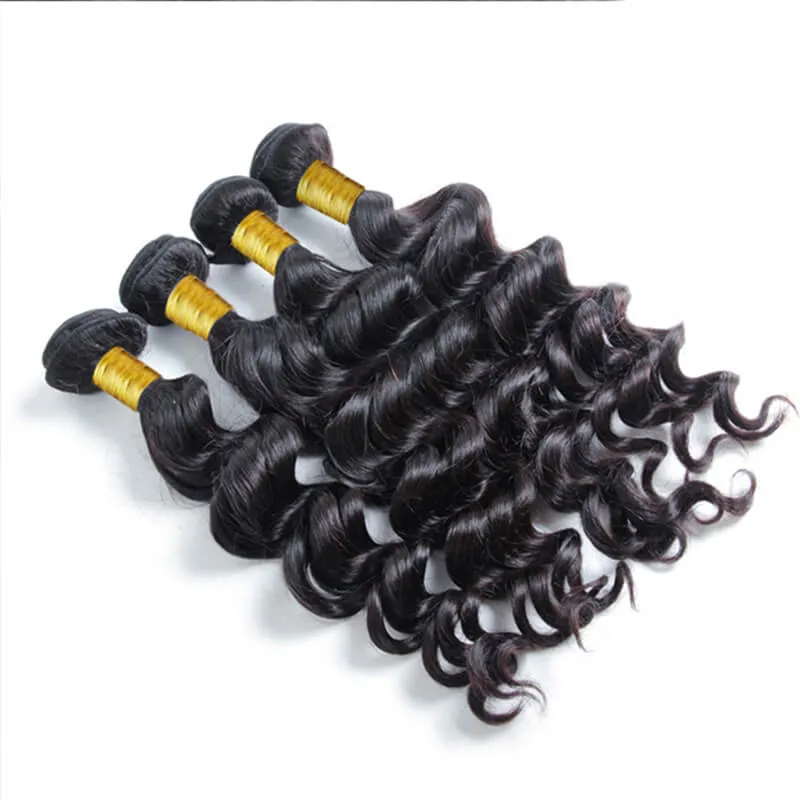 Wavymy Virgin Human Hair Loose Deep Wave 4 Bundles With 13x6 Lace Frontal Virgin Human Hair