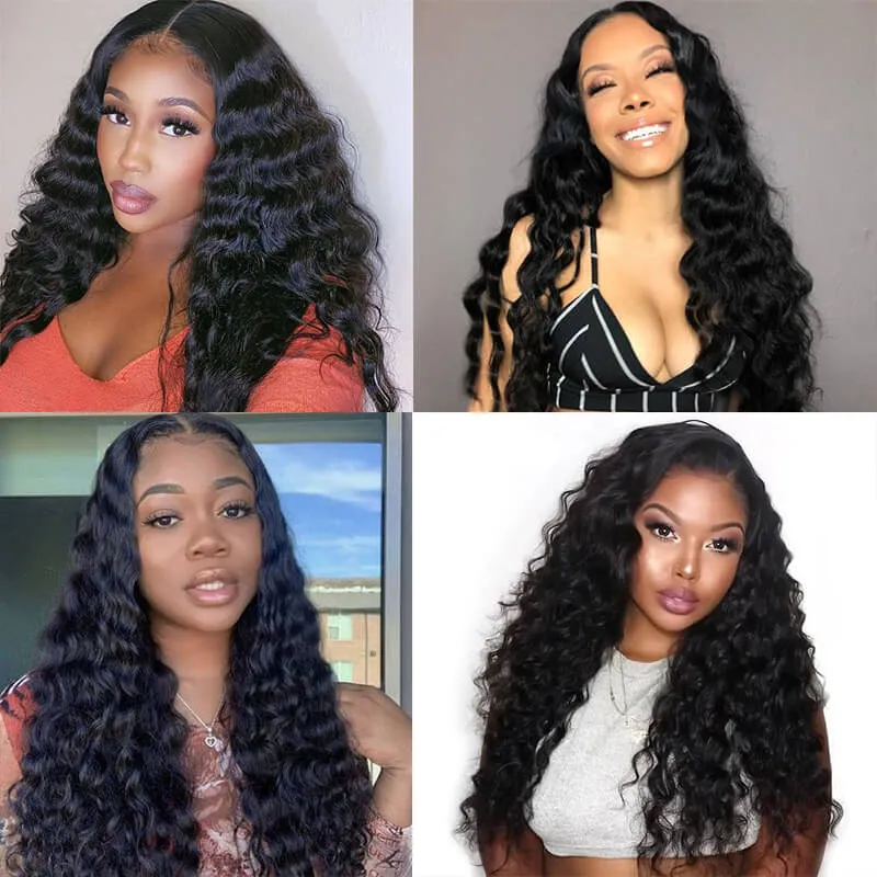 Wavymy Virgin Human Hair Loose Deep Wave 4 Bundles With 13x6 Lace Frontal Virgin Human Hair
