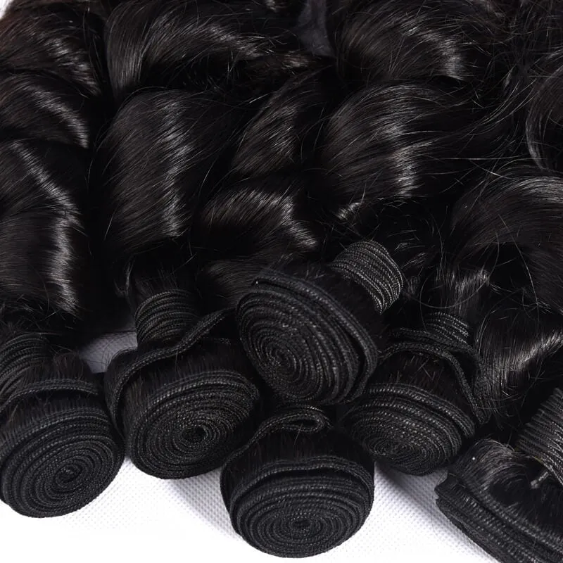Wavymy Virgin Human Hair Loose Wave 4 Bundles With 13x6 Lace Frontal Virgin Human Hair