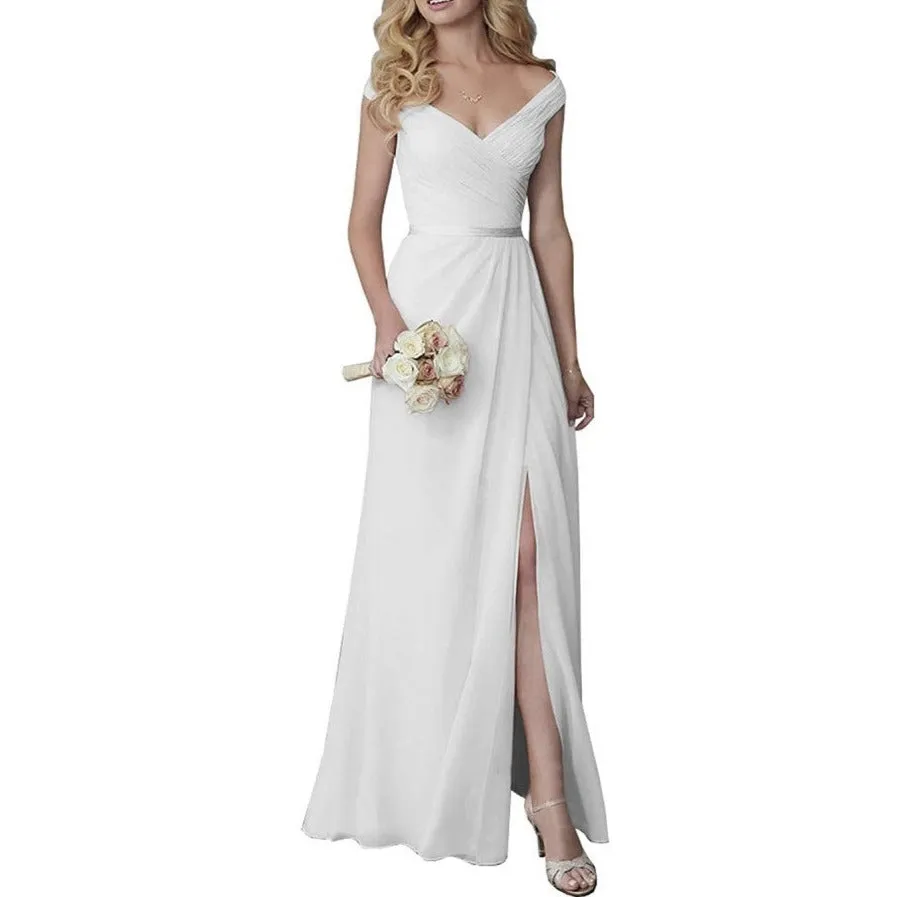 Wedding Guest Dress Slit Long Bridesmaid Dresses Wedding Formal Evening Dress