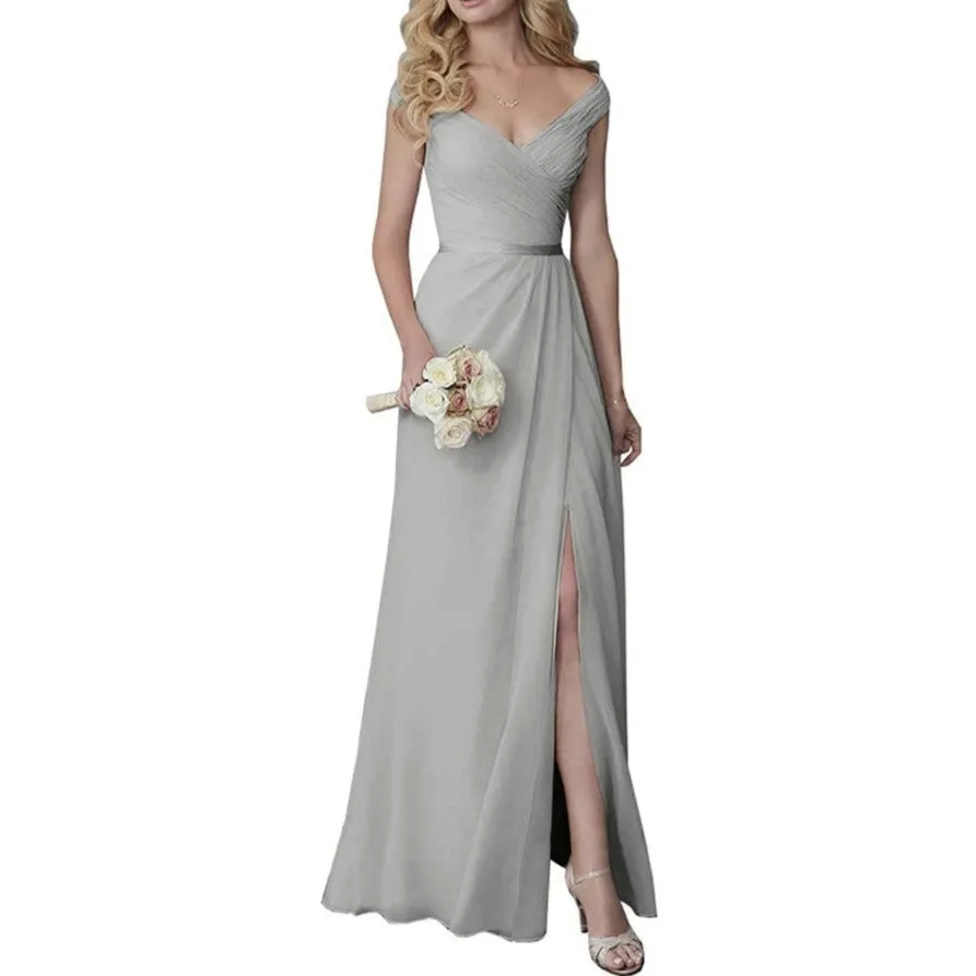 Wedding Guest Dress Slit Long Bridesmaid Dresses Wedding Formal Evening Dress
