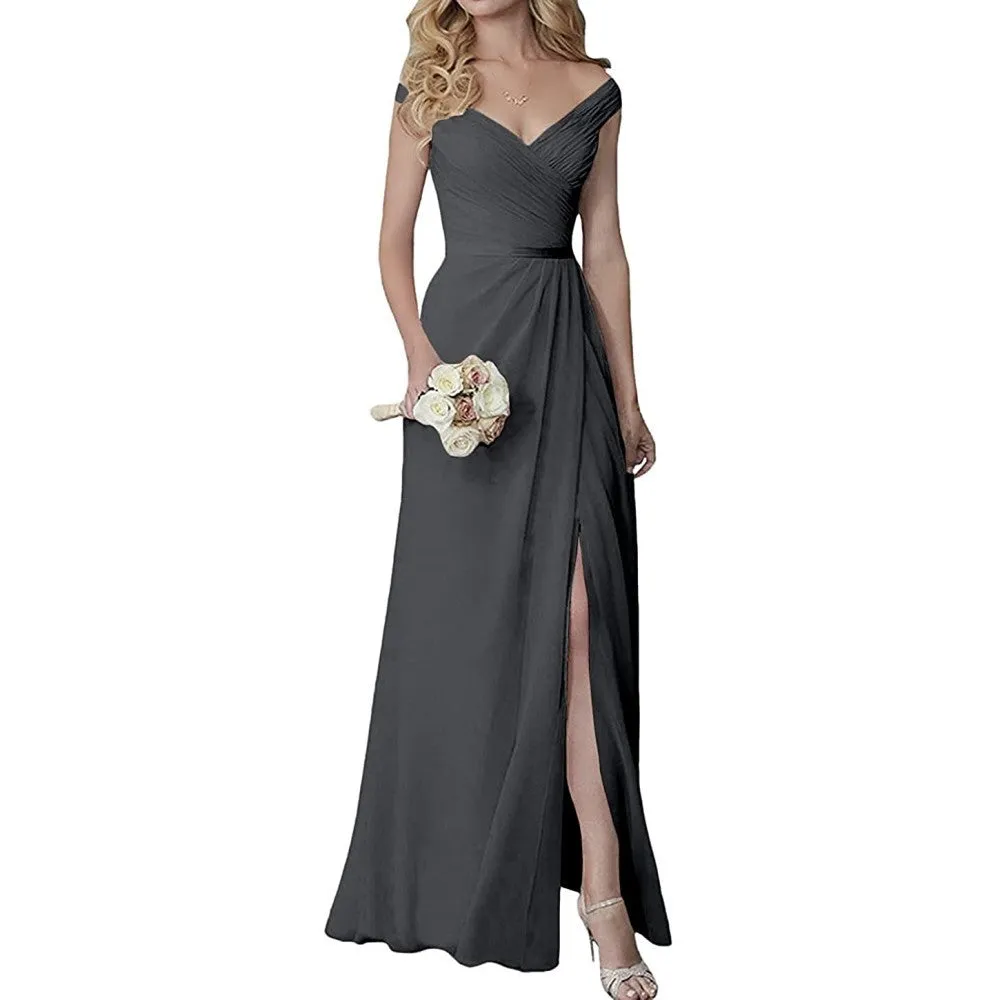 Wedding Guest Dress Slit Long Bridesmaid Dresses Wedding Formal Evening Dress