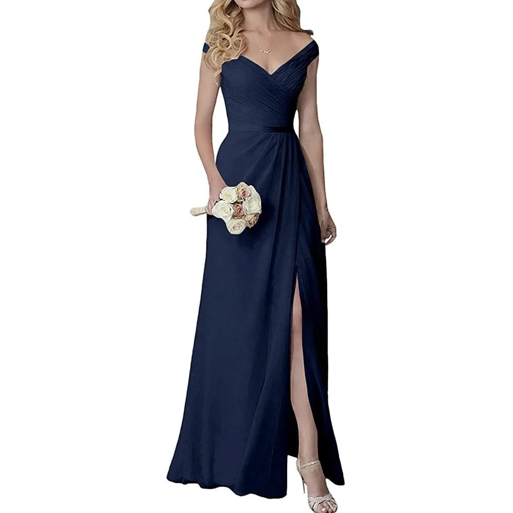 Wedding Guest Dress Slit Long Bridesmaid Dresses Wedding Formal Evening Dress