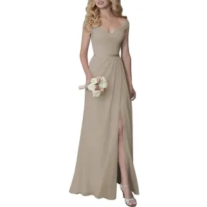 Wedding Guest Dress Slit Long Bridesmaid Dresses Wedding Formal Evening Dress