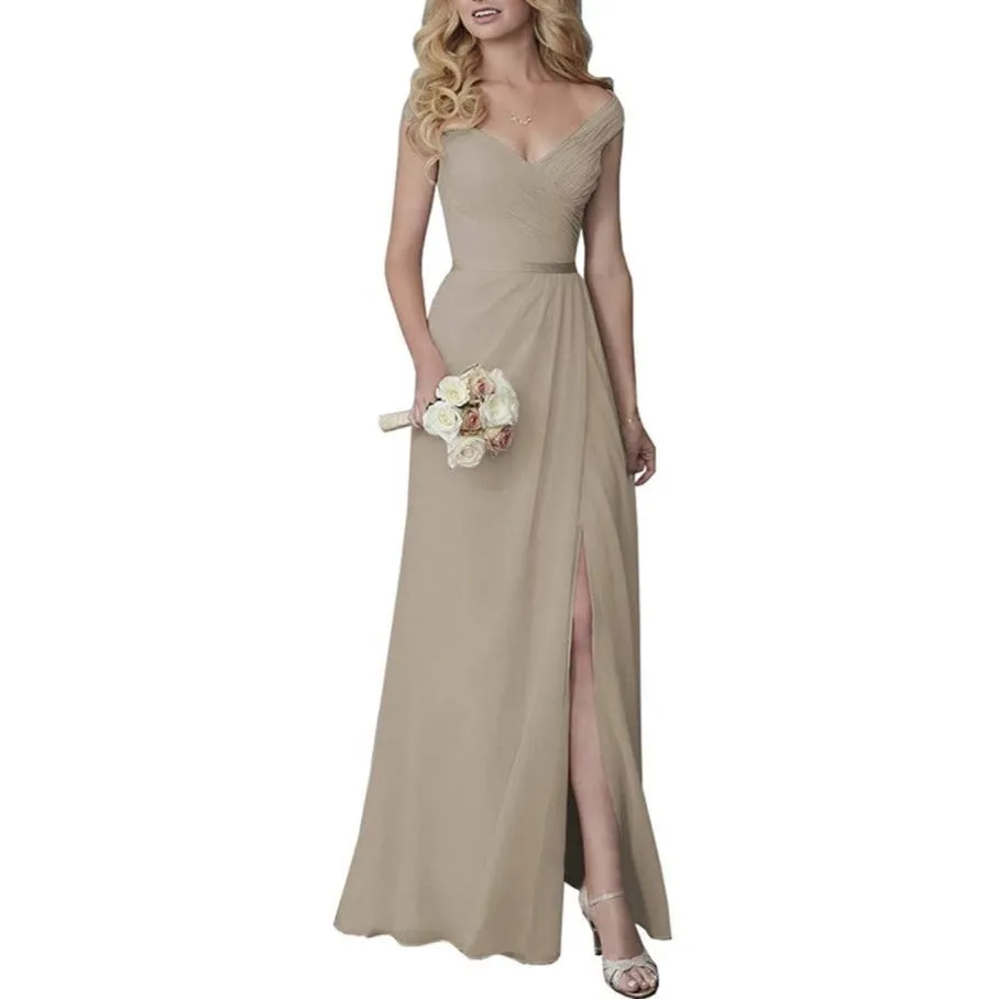 Wedding Guest Dress Slit Long Bridesmaid Dresses Wedding Formal Evening Dress