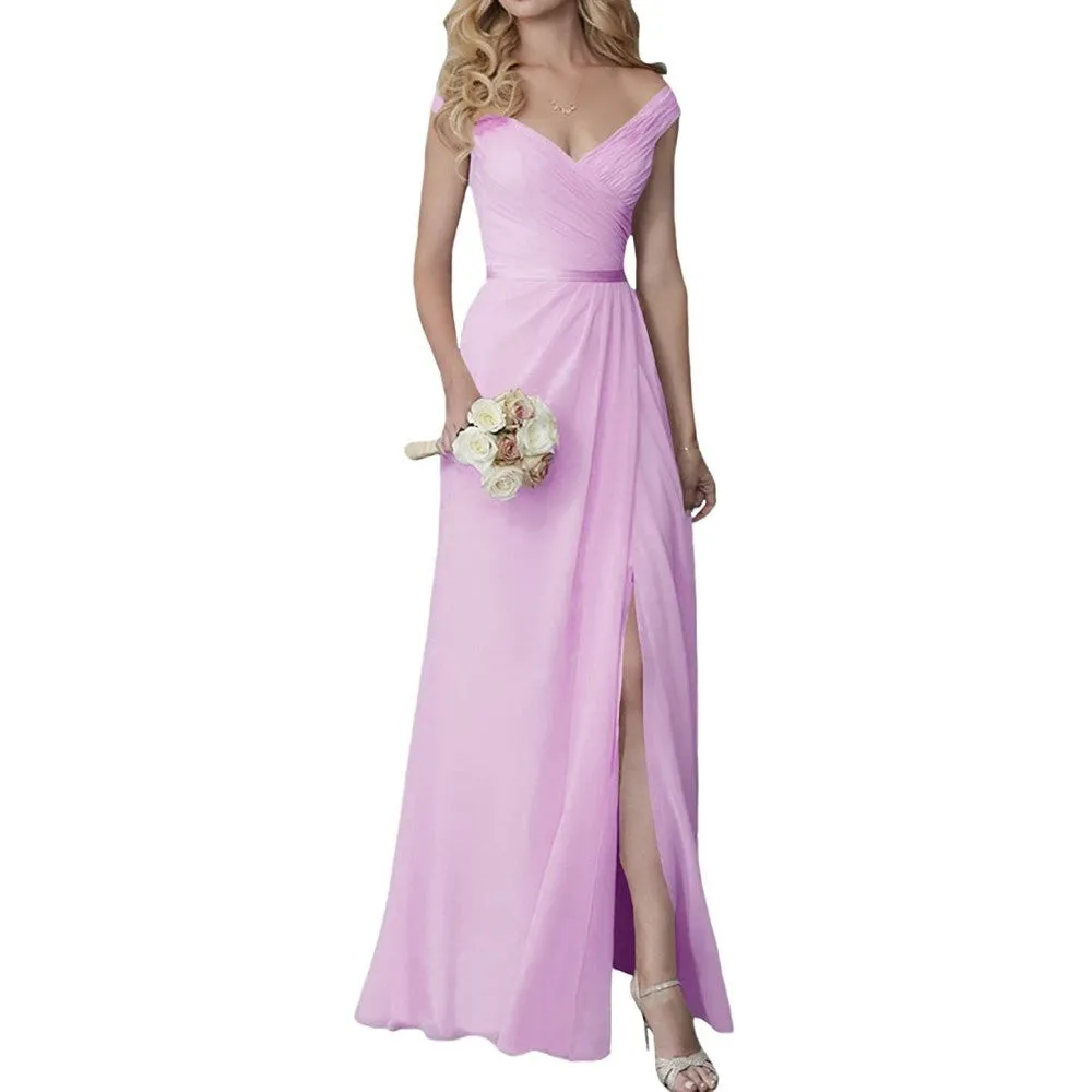 Wedding Guest Dress Slit Long Bridesmaid Dresses Wedding Formal Evening Dress