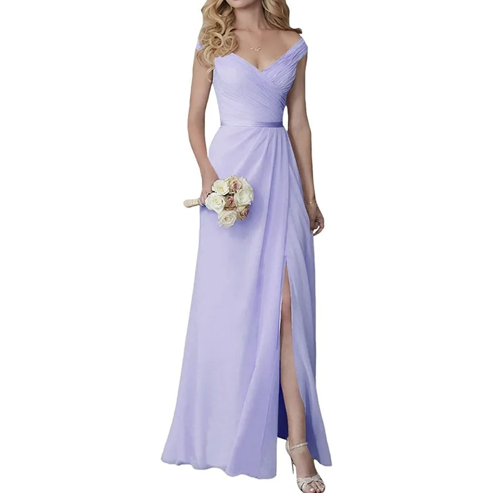 Wedding Guest Dress Slit Long Bridesmaid Dresses Wedding Formal Evening Dress