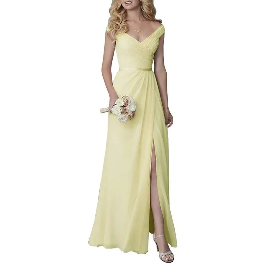 Wedding Guest Dress Slit Long Bridesmaid Dresses Wedding Formal Evening Dress
