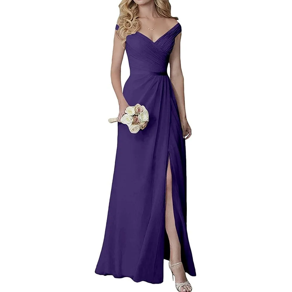 Wedding Guest Dress Slit Long Bridesmaid Dresses Wedding Formal Evening Dress