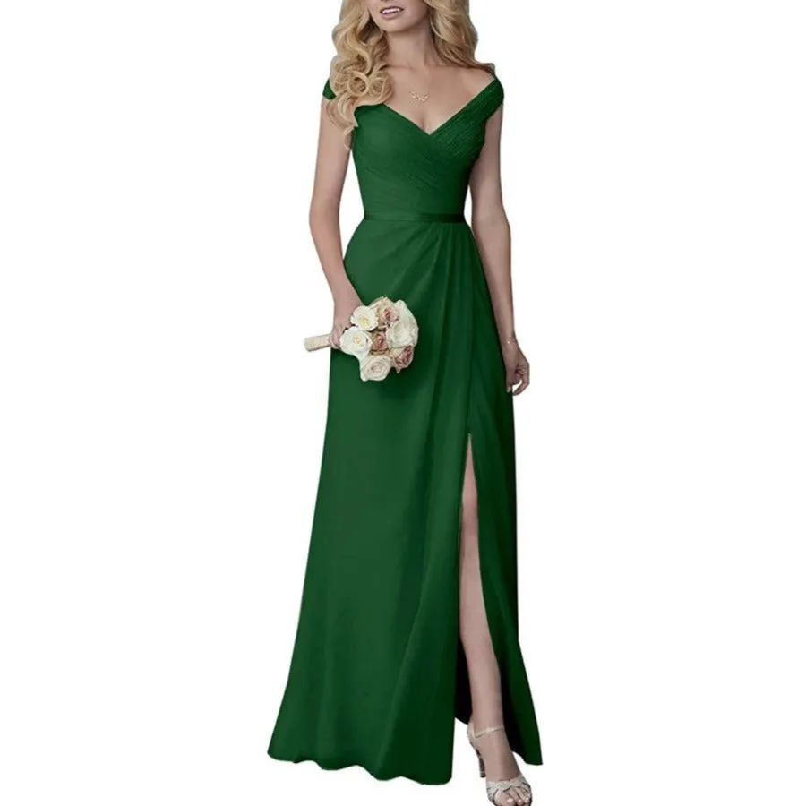 Wedding Guest Dress Slit Long Bridesmaid Dresses Wedding Formal Evening Dress
