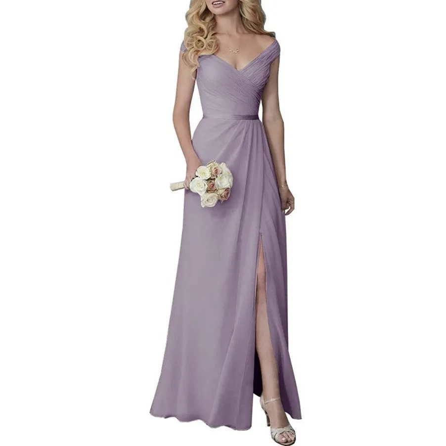 Wedding Guest Dress Slit Long Bridesmaid Dresses Wedding Formal Evening Dress