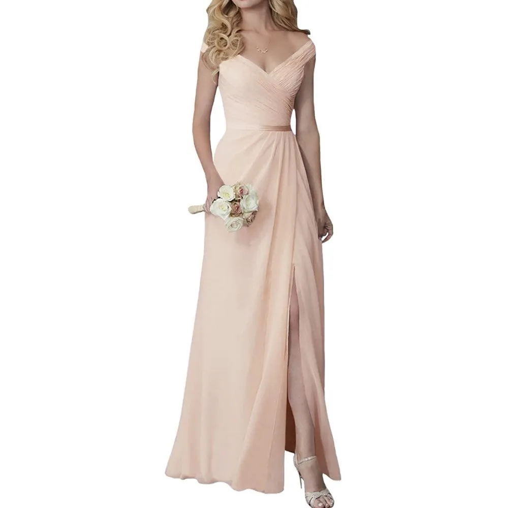 Wedding Guest Dress Slit Long Bridesmaid Dresses Wedding Formal Evening Dress