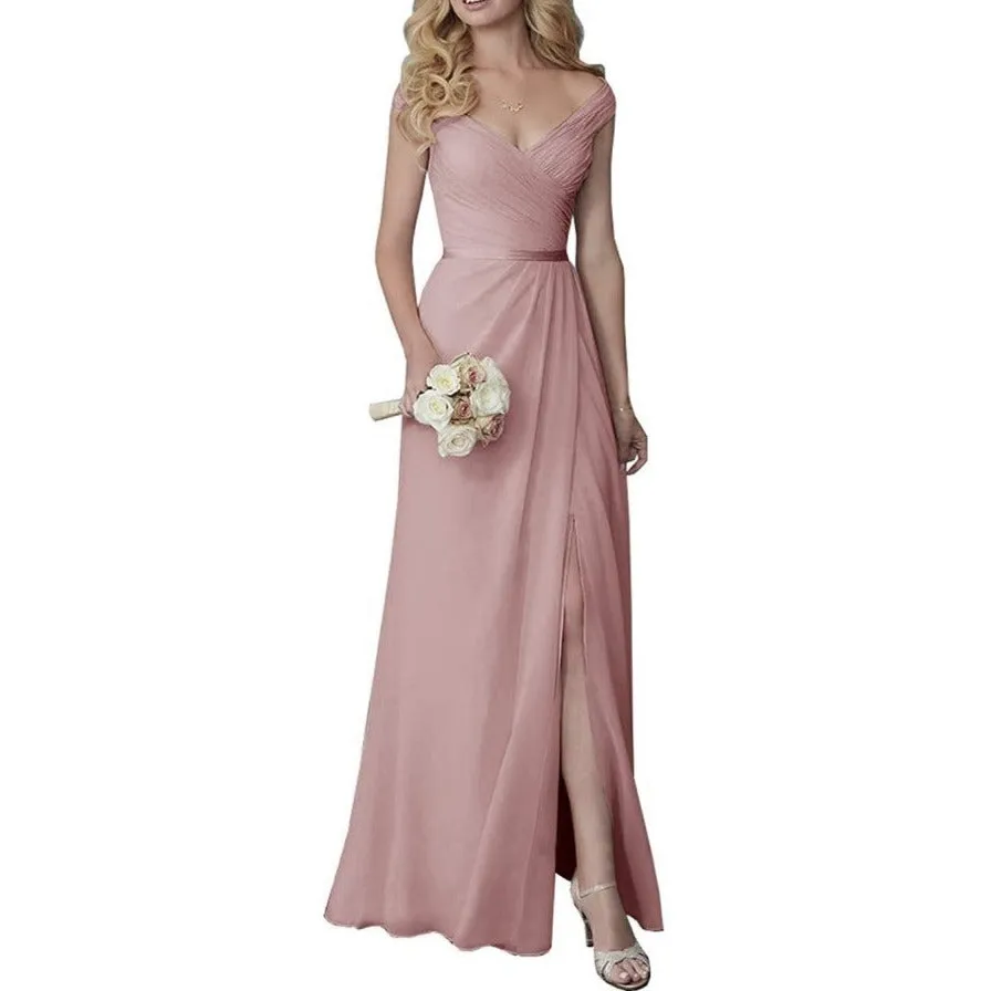 Wedding Guest Dress Slit Long Bridesmaid Dresses Wedding Formal Evening Dress