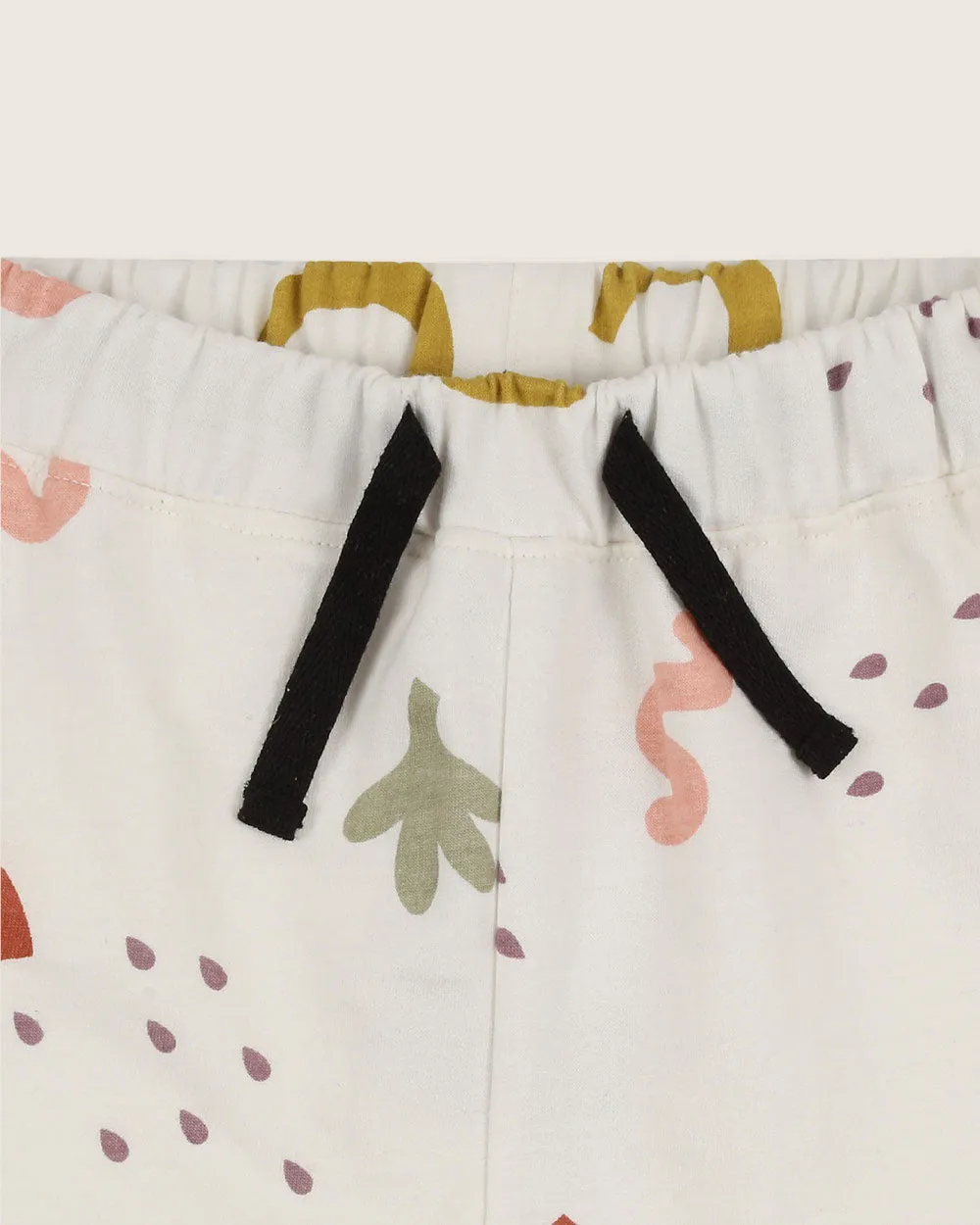 White Silhouette Print Shorts
