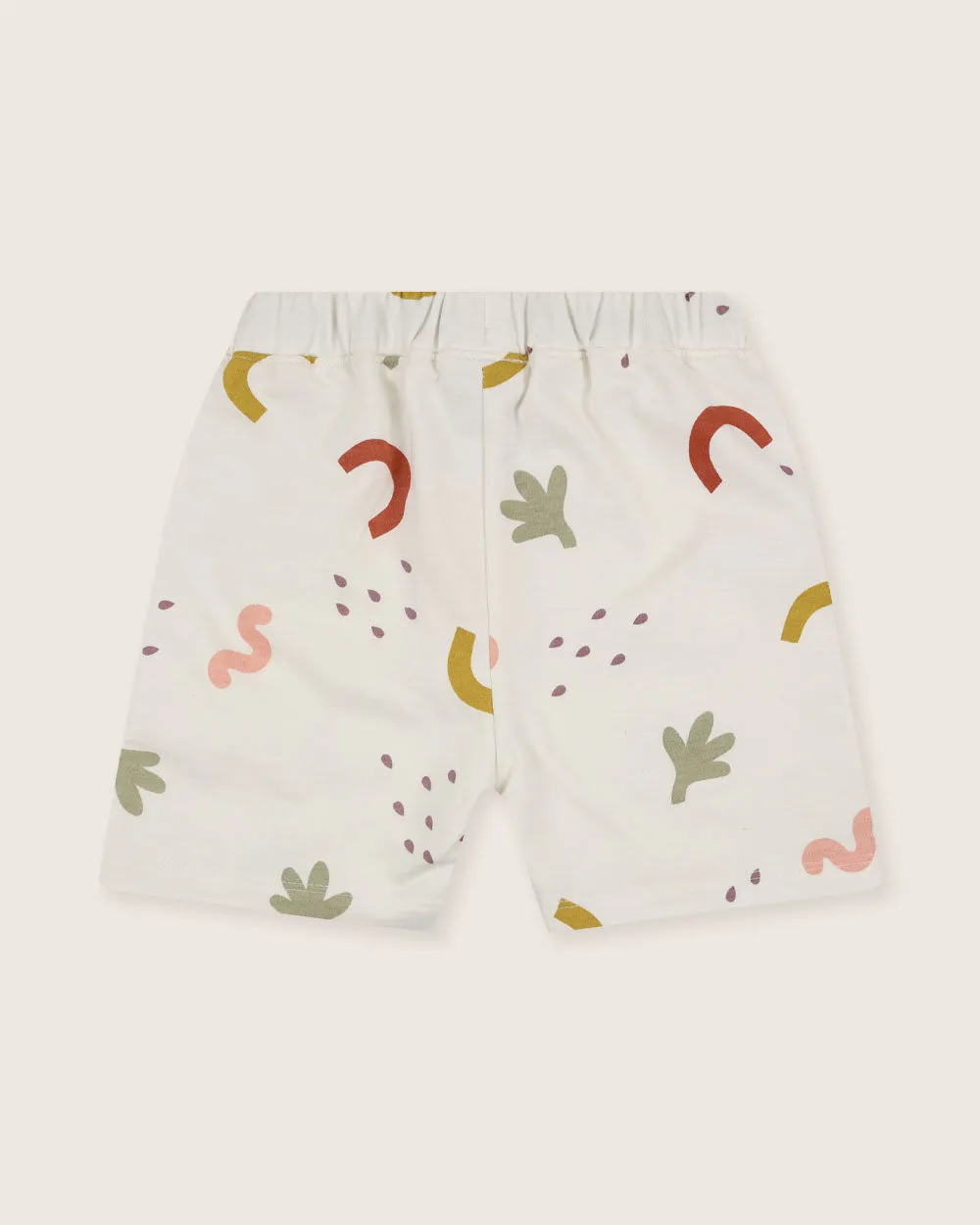 White Silhouette Print Shorts