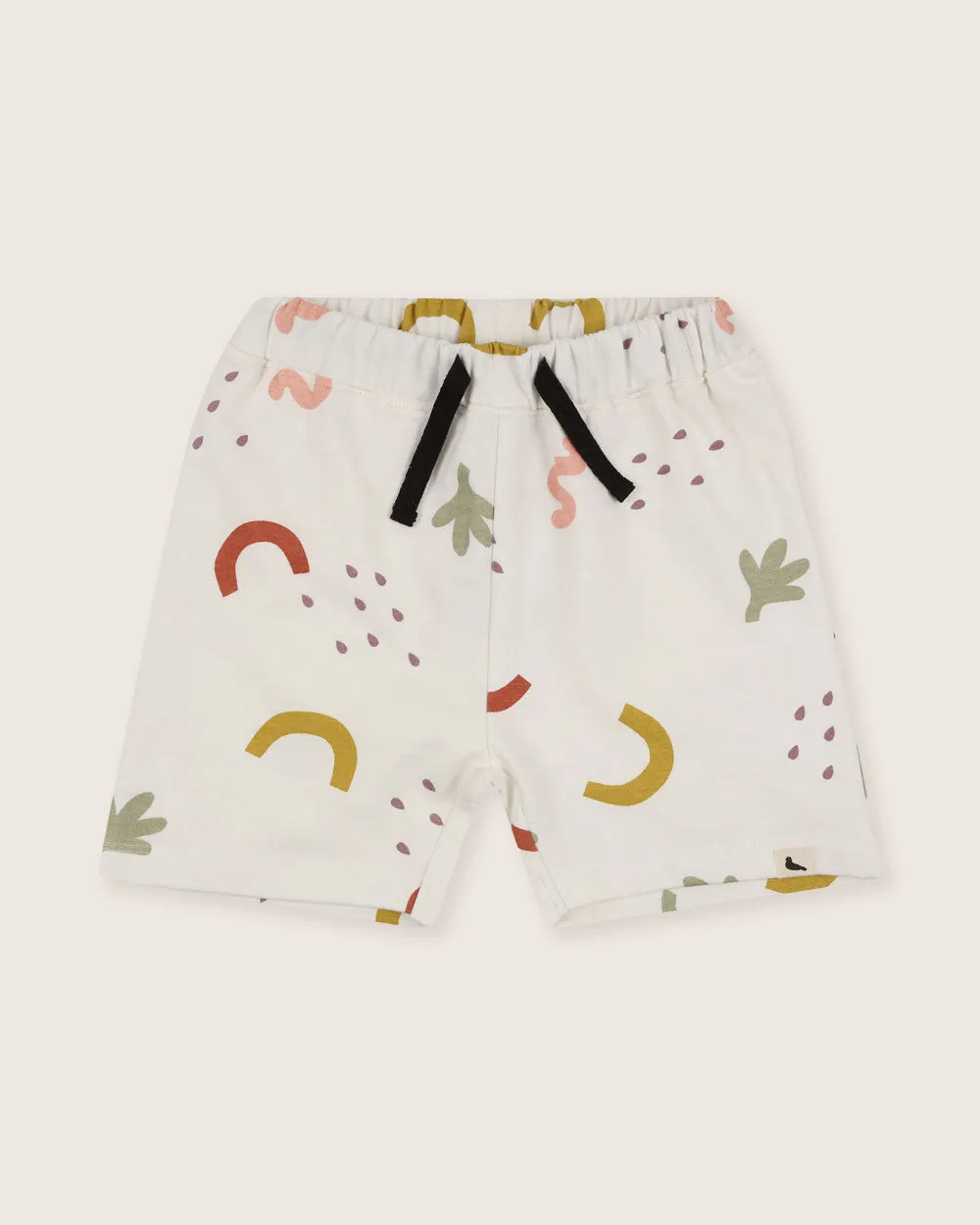 White Silhouette Print Shorts