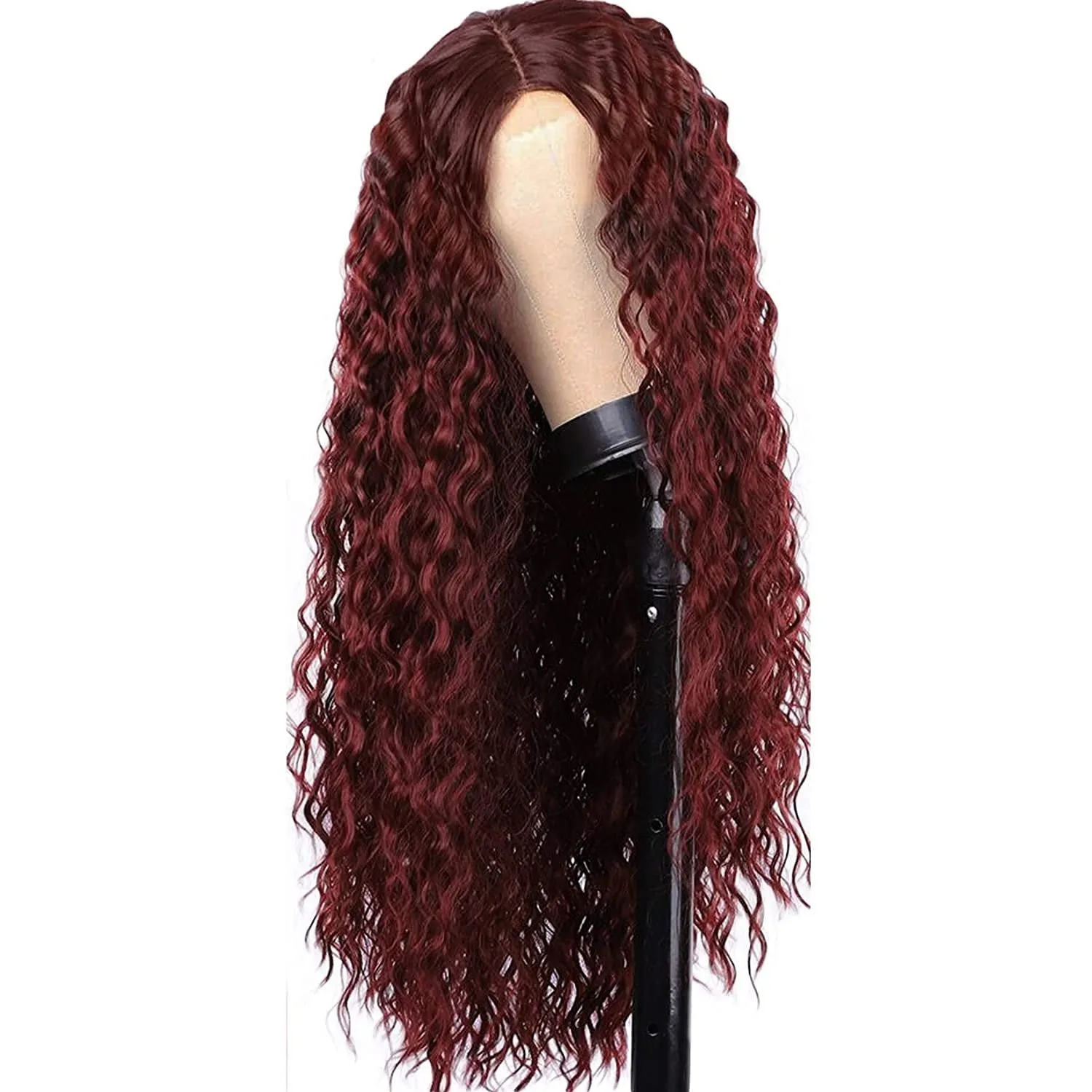 Wine Red Wavy Color # 99j 30" /- | Lace Front Wig with Baby Hair | Trendy Wig | Synthetic Top Quality Heat Resistant Fiber | Human Hair Feel