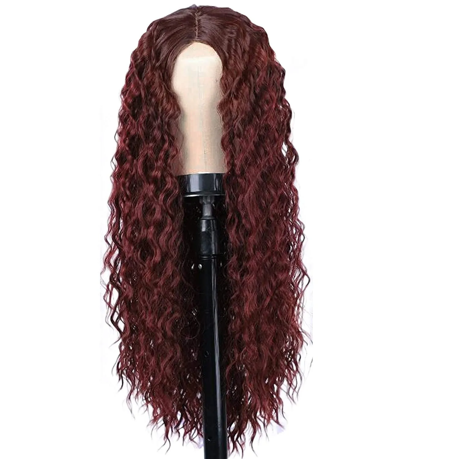 Wine Red Wavy Color # 99j 30" /- | Lace Front Wig with Baby Hair | Trendy Wig | Synthetic Top Quality Heat Resistant Fiber | Human Hair Feel
