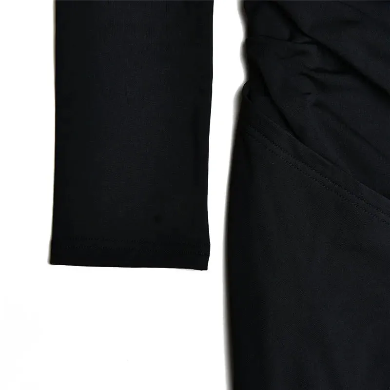 Women's Oblique Shoulder Thigh-High Split Maxi Dress Long Sleeve Half Backless Bodycon Sexy Wedding Prom Dress