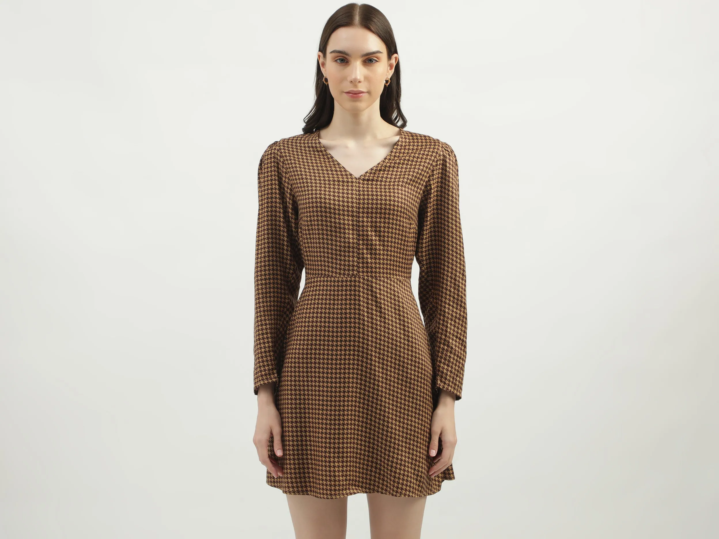 Women's Regular Fit V-Neck Printed Dresses