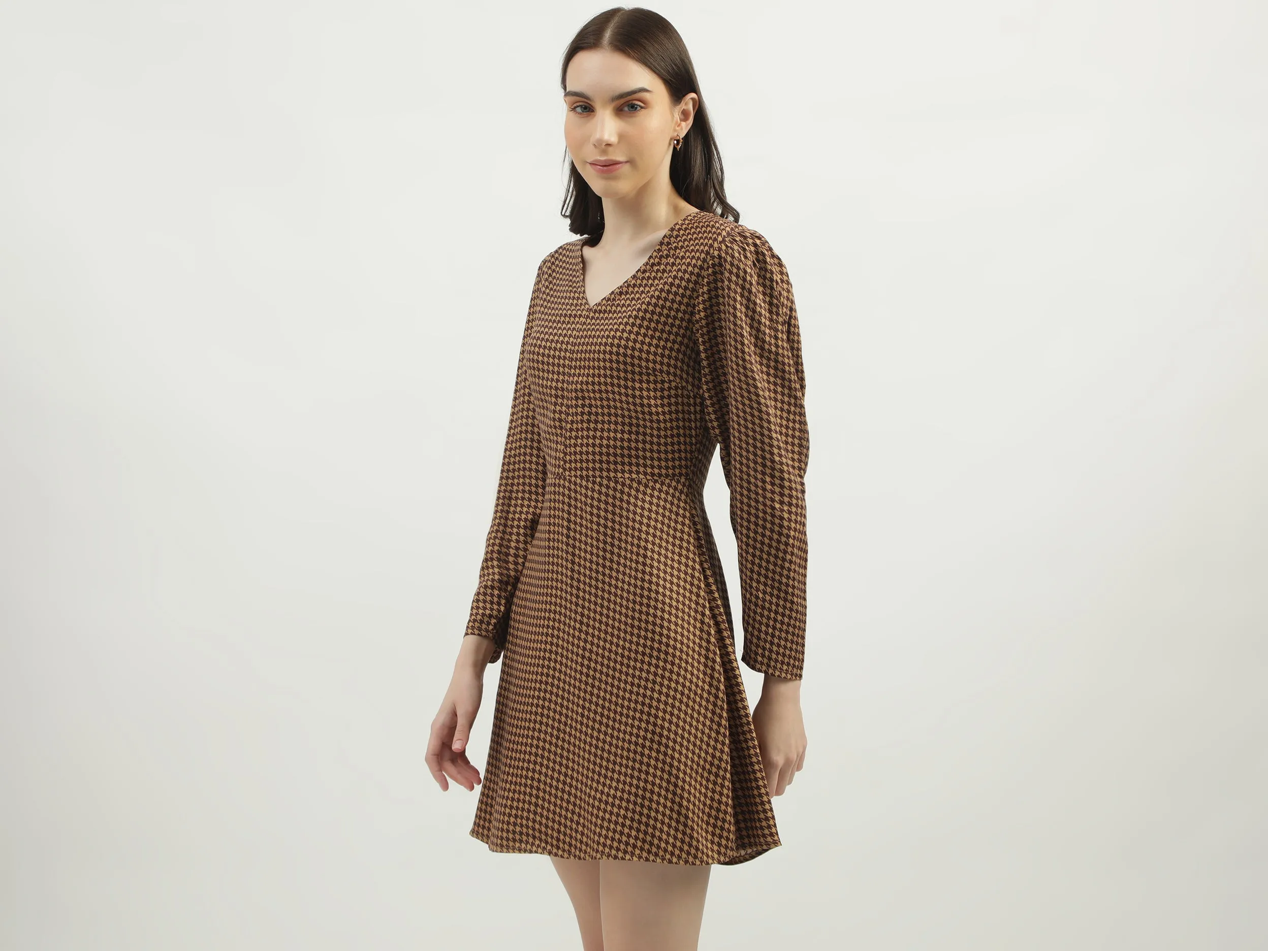 Women's Regular Fit V-Neck Printed Dresses