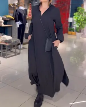 Yolanda® | Long Loose V-Neck Dress