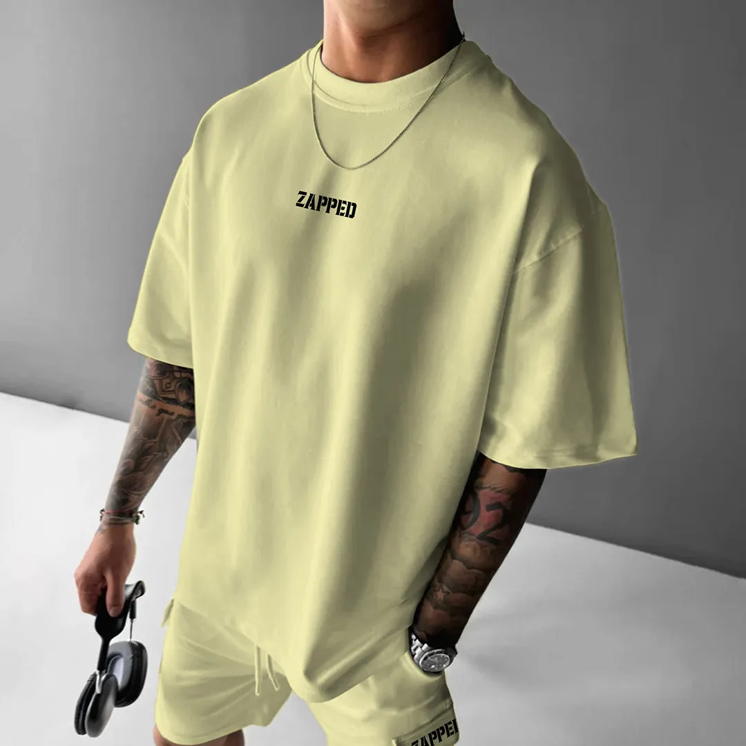 ZAPPED OVERSIZE CREW NECK COTTON T-SHIRT - LEMON